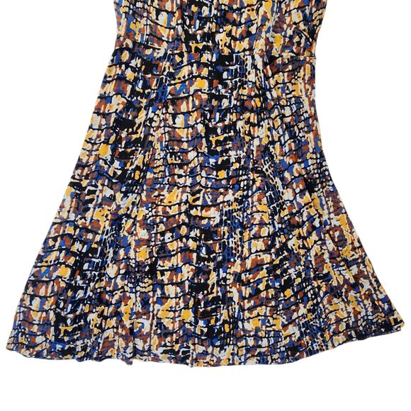 Jones New York Collection Blue Orange Abstract Print Sleeveless Midi Dress Sz L - Picture 4 of 11